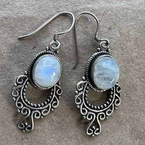 Moonstone Filigree Drop Earrings